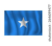 Flag of Somalia wavy flutters in wind, with folds 3d