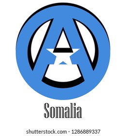 Flag of Somalia of the world in the form of a sign of anarchy, which stands for freedom and equality of people.