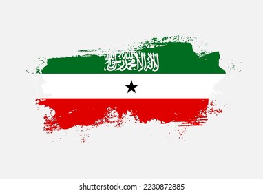 Flag of Somaliland country with hand drawn brush stroke vector illustration