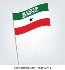 Flag of Somaliland vector illustration,Somaliland Flag with Metal Pole.