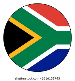 Flag of South Africa. Black edge. South Africa circle flag logo icon computer vector illustration design.