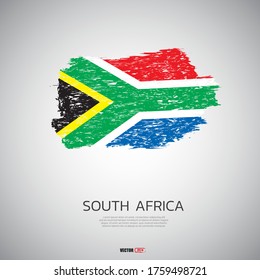 Flag of South Africa with  brush stroke background