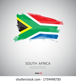 Flag of South Africa with  brush stroke background