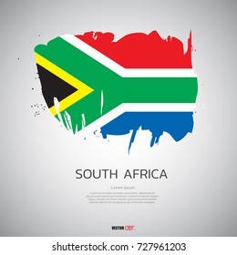 flag of south africa with  brush stroke background