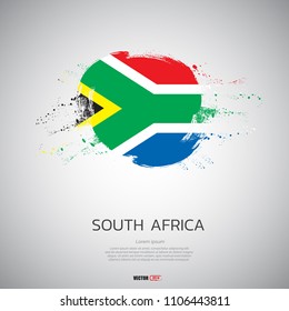 Flag of South Africa  with brush stroke,paint illustration vector