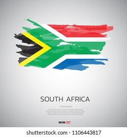 Flag of South Africa  with brush stroke,paint illustration vector