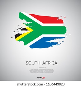 Flag of South Africa  with brush stroke,paint illustration vector