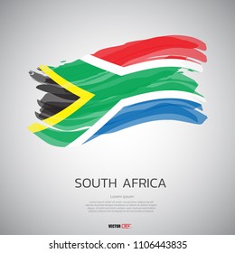 Flag of South Africa  with brush stroke,paint illustration vector