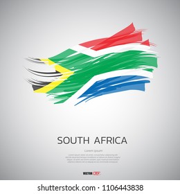 Flag of South Africa  with brush stroke,paint illustration vector