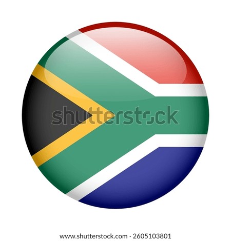 flag of South Africa, button round glossy icon