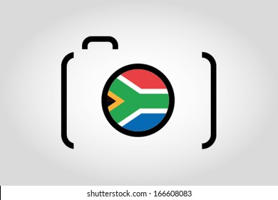 The flag of South Africa in a Camera Lens
