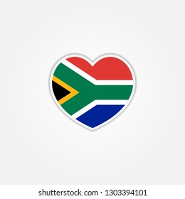 Flag of South Africa Heart shape, Shout Africa flag vector illustration