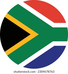 The flag of South Africa. Flag icon. Standard color. Round flag. Computer illustration. Digital illustration. Vector illustration.