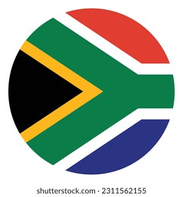 The flag of South Africa. Flag icon. Standard color. Round flag. Computer illustration. Digital illustration. Vector illustration.