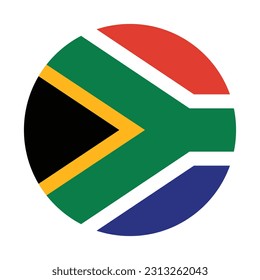 The flag of South Africa. Flag icon. Standard color. Round flag. Computer illustration. Digital illustration. Vector illustration.