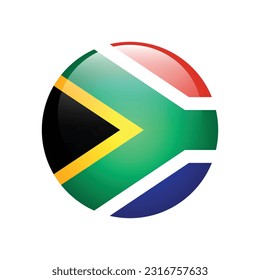 The flag of South Africa. Flag icon. Standard color. The round flag. 3d illustration. Computer illustration. Digital illustration. Vector illustration.