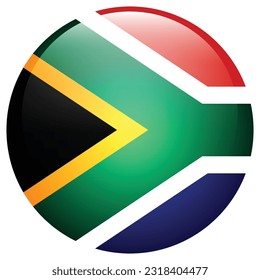 The flag of South Africa. Flag icon. Standard color. The round flag. 3d illustration. Computer illustration. Digital illustration. Vector illustration.