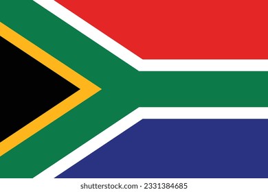 The flag of South Africa. Flag icon. Standard color. Standard size. A rectangular flag. Computer illustration. Digital illustration. Vector illustration.