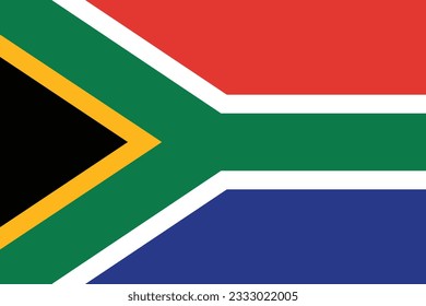 The flag of South Africa. Flag icon. Standard color. Standard size. A rectangular flag. Computer illustration. Digital illustration. Vector illustration.