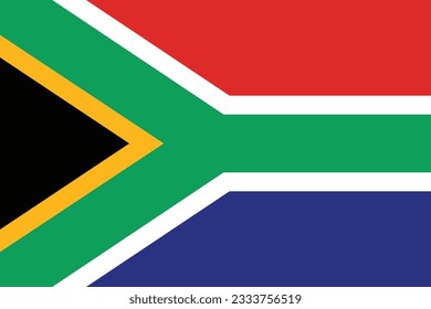 The flag of South Africa. Flag icon. Standard color. Standard size. A rectangular flag. Computer illustration. Digital illustration. Vector illustration.