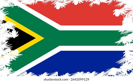 Flag of South Africa with a modern splash-textured border. Vector EPS for international, cultural, or political design.