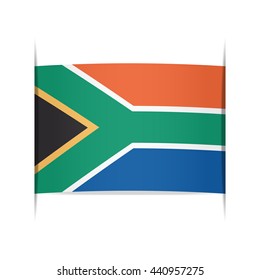 Flag of South Africa, officially the Republic of South Africa. Vector illustration of a stylized flag. The slit in the paper with shadows. Element for infographics.