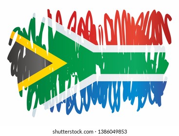 Flag of South Africa, Republic of South Africa. Template for award design, an official document with the flag of South Africa. Bright, colorful vector illustration.