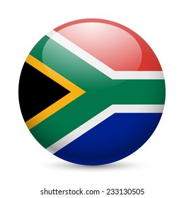 Flag Of South Africa As Round Glossy Icon. Button With Flag Design