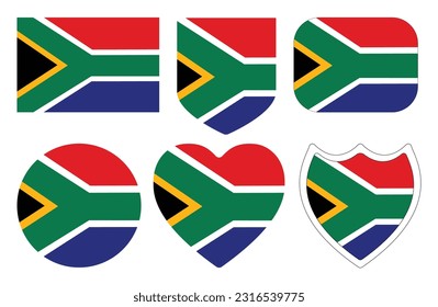 Bandera de Sudáfrica en conjunto de formas. Bandera de Sudáfrica en forma.