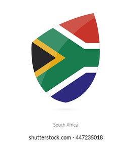 Flag of South Africa in the style of Rugby icon. Vector Illustration.