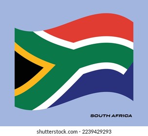 Flag of South Africa, Waving National flag of South Africa, National flag of South Africa vector illustration.