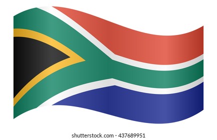 Flag of South Africa waving on white background