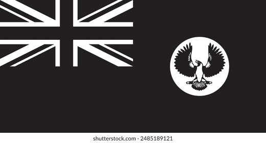 Flag of South Australia state in white and black color. Vector illustration