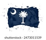 Flag of  South Carolina from brush strokes. United States of America. Watercolor style for your design. Flag State South Carolina on white background for your web site design, app, UI. EPS10.