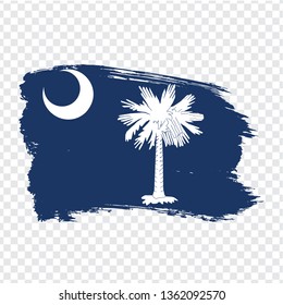 Flag of South Carolina from brush strokes. United States of America.  Flag South Carolina on transparent background for your web site design, logo, app, UI. Stock vector. Vector illustration EPS10.