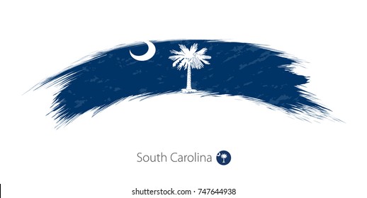 Flag of South Carolina state in rounded grunge brush stroke. Vector illustration.