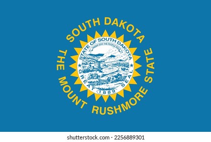 Flag of South Dakota, State of South Dakota Flag, Flag of USA state South Dakota Vector Illustration, State of South Dakota USA. United States. United States of America US.