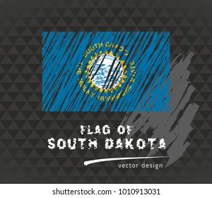 Flag of South Dakota, vector pen illustration on black background