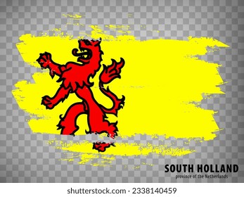 Flag of  South Holland brush strokes. Flag of Province  South Holland on transparent background for your web site design, logo, app, UI. Netherlands. EPS10.
