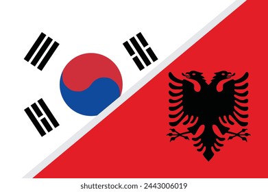 Flagge von Südkorea und Albanien Konzept Grafikelement Illustration Vorlage Design
