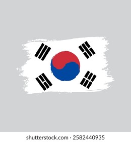 Flag of South Korea in brush shape frame