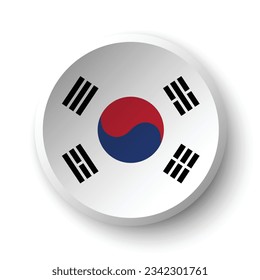 La bandera de Corea del Sur. Icono de indicador de botón. Color estándar. Indicador de icono de círculo. 3 quinquies ilustración. Ilustración del equipo. Ilustración digital. Ilustración vectorial.