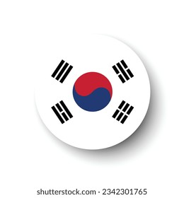 The flag of South Korea. Button flag icon. Standard color. Circle icon flag. 3d illustration. Computer illustration. Digital illustration. Vector illustration.