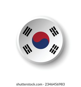 La bandera de Corea del Sur. Icono de indicador de botón. Color estándar. Indicador de icono de círculo. 3 quinquies ilustración. Ilustración del equipo. Ilustración digital. Ilustración vectorial.