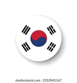 The flag of South Korea. Button flag icon. Standard color. Circle icon flag. 3d illustration. Computer illustration. Digital illustration. Vector illustration.