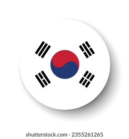 The flag of South Korea. Button flag icon. Standard color. Circle icon flag. 3d illustration. Computer illustration. Digital illustration. Vector illustration.