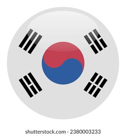 La bandera de Corea del Sur. Icono de indicador de botón. Color estándar. Indicador de icono de círculo. 3 quinquies ilustración. Ilustración del equipo. Ilustración digital. Ilustración vectorial.