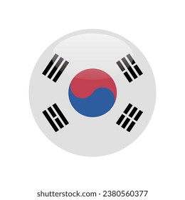 The flag of South Korea. Button flag icon. Standard color. Circle icon flag. 3d illustration. Computer illustration. Digital illustration. Vector illustration.