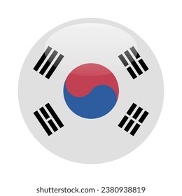 La bandera de Corea del Sur. Icono de indicador de botón. Color estándar. Indicador de icono de círculo. 3 quinquies ilustración. Ilustración del equipo. Ilustración digital. Ilustración vectorial.