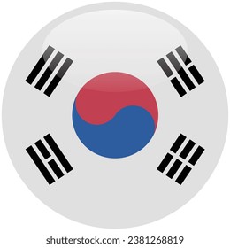 La bandera de Corea del Sur. Icono de indicador de botón. Color estándar. Indicador de icono de círculo. 3 quinquies ilustración. Ilustración del equipo. Ilustración digital. Ilustración vectorial.